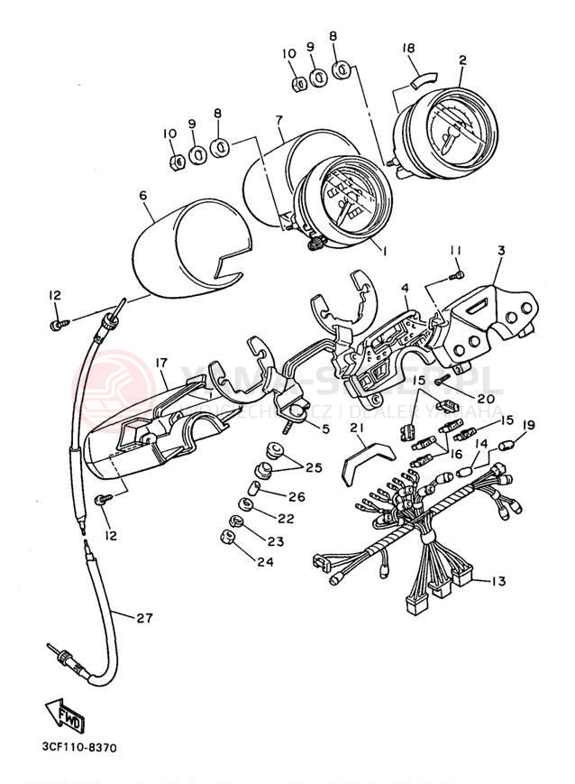 Schemat "licznik" do Yamaha VIRAGO 750 XV750J1/XV750JC1