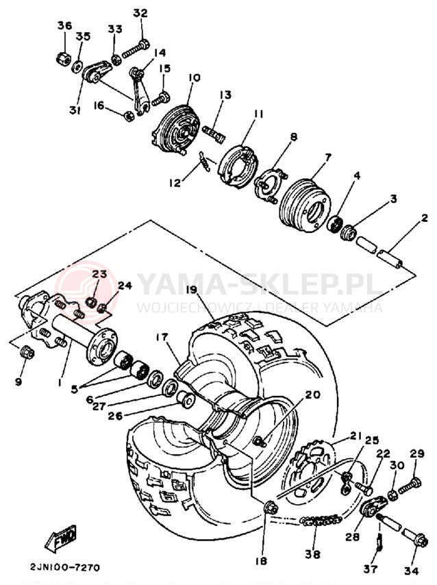 Schemat "Koło tył" do Yamaha BIG WHEEL BW350U
