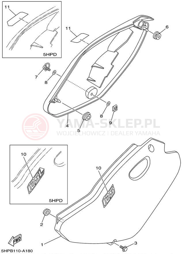 Schemat "Pokrywa boczna" do Yamaha TTR125_L TTR125LP/TTR125P
