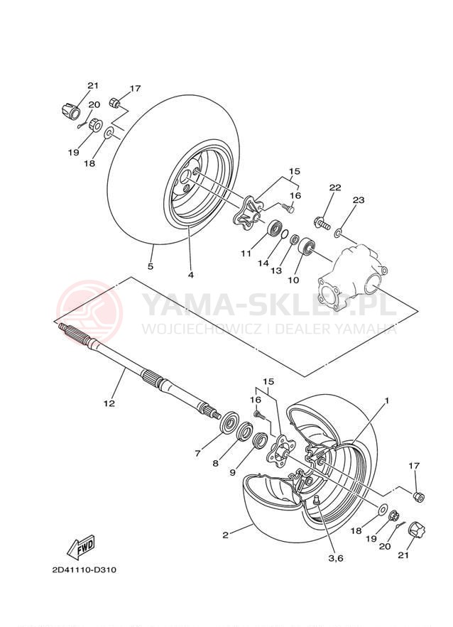 Schemat "Koło tył" do Yamaha WOLVERINE YFM35FXT