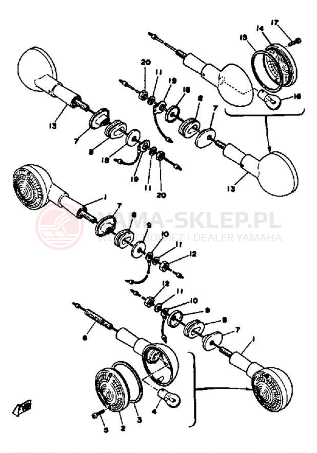 Schemat "kierunkowskazy" do Yamaha XS650SF