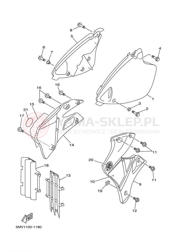 Schemat "Pokrywa boczna" do Yamaha YZ250 YZ250N1