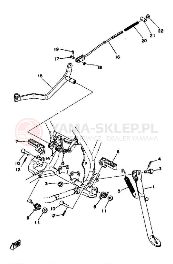 Schemat "Stopka postoj., dźw. Hamulca tył" do Yamaha YZ125X/YZ100C