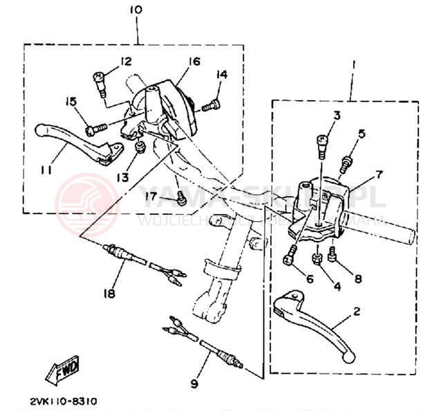 Schemat "Kierownica i osprzęt" do Yamaha CG50EU