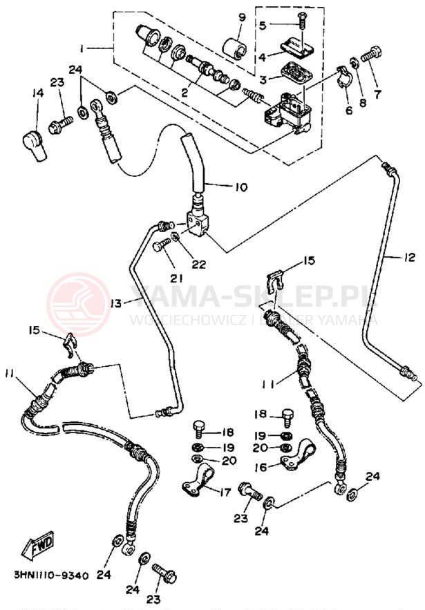 Schemat "Pompa hamulcowa przednia" do Yamaha BIG BEAR 4WD YFM350FWA