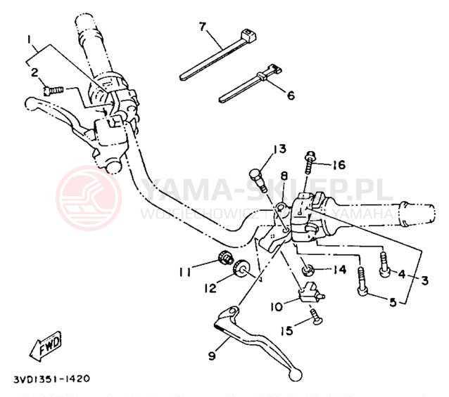 Schemat "Kierownica i osprzęt" do Yamaha TDM850 TDM850E/TDM850EC