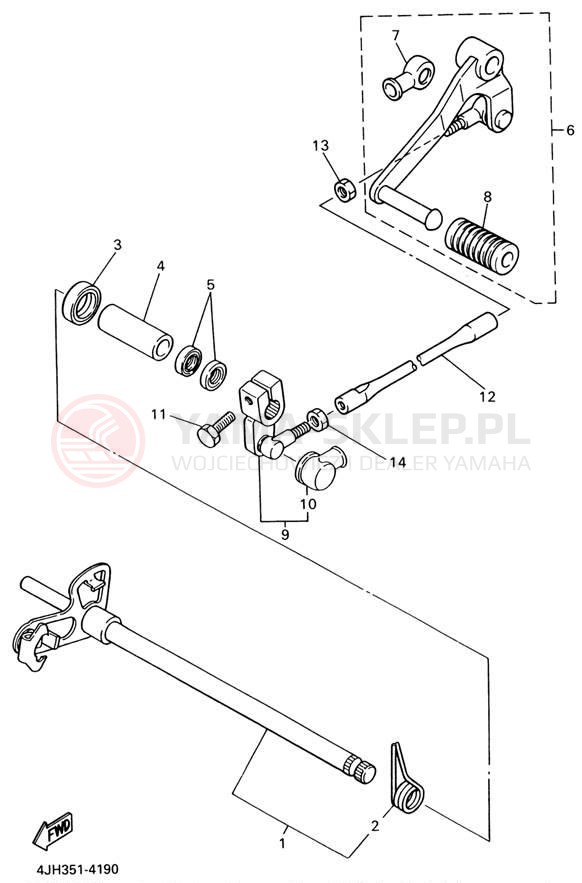 Schemat "Dźwignia zmiany biegów, wałek" do Yamaha YZF600R YZF600RRC/YZF600RR