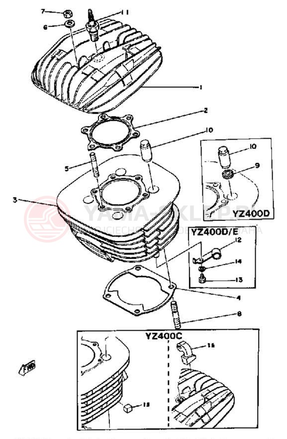Schemat "głowica" do Yamaha YZ400E