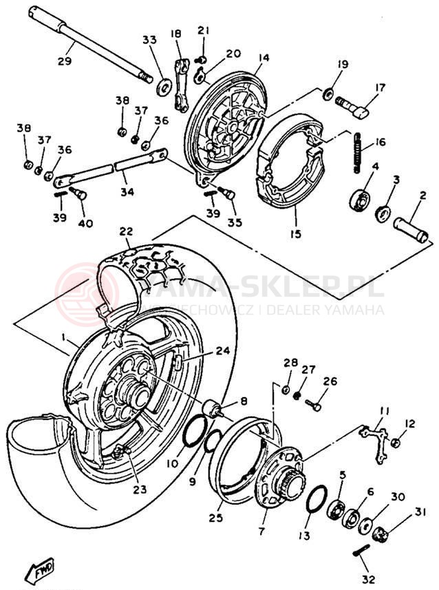 Schemat "Koło tył" do Yamaha VIRAGO 750 XV750E/XV750EC