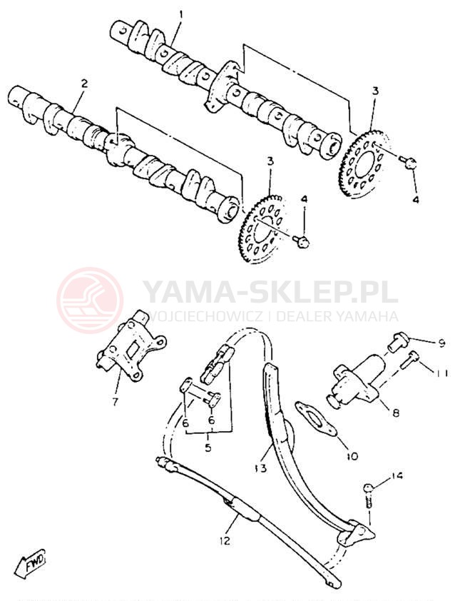 Schemat "Rozrząd - łańcuszek" do Yamaha FZR600RDC