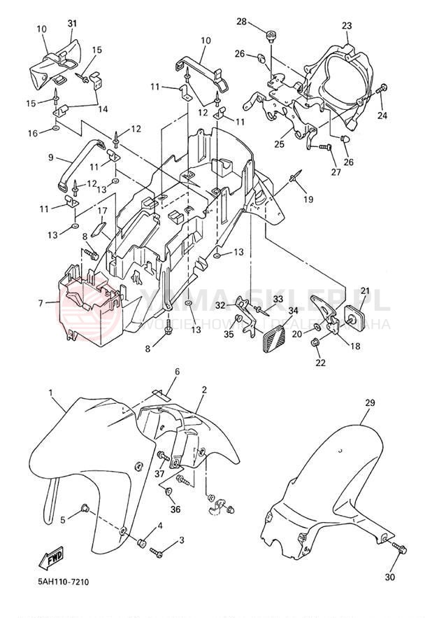 Schemat "błotnik" do Yamaha YZF600R YZF600RT/YZF600RTC