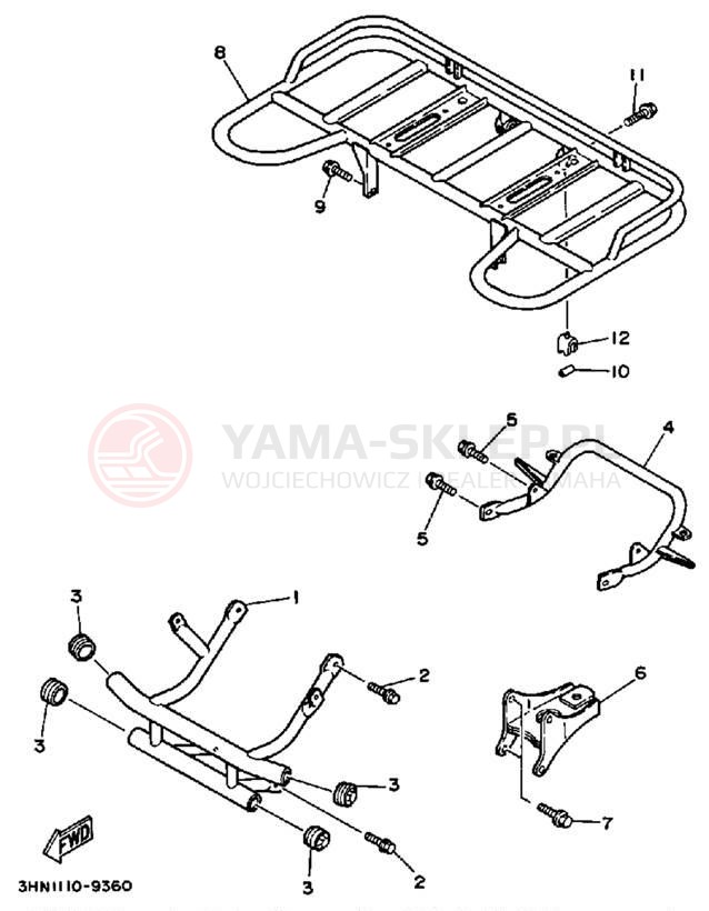 Schemat "osłona / stelaż" do Yamaha BIG BEAR 4WD YFM350FWW