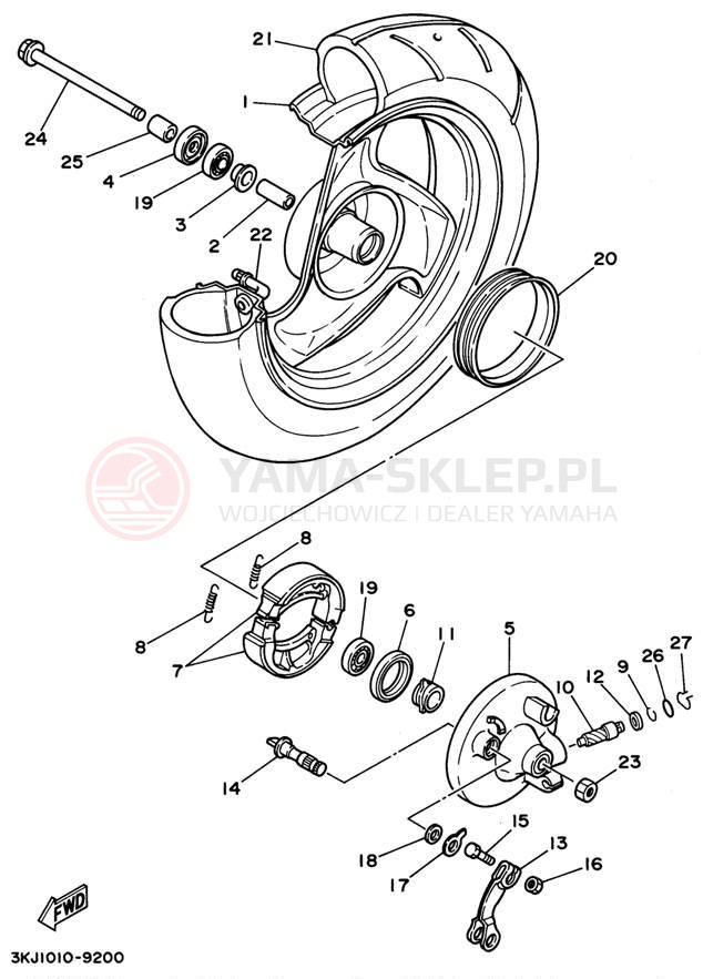 Schemat "Koło przód" do Yamaha JOG CY50G