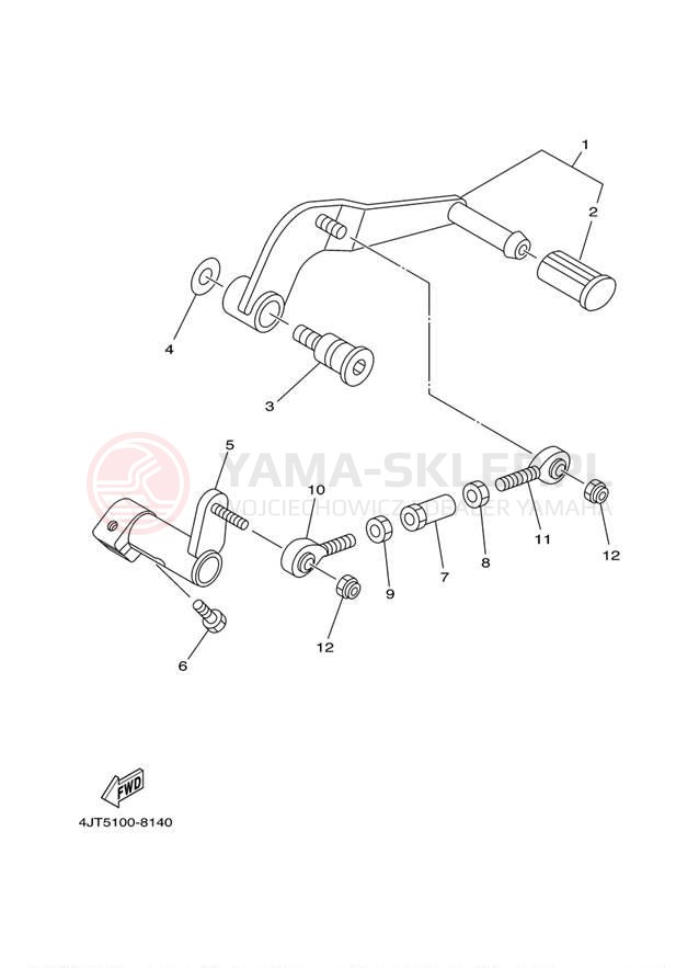 Schemat "Dźwignia zmiany biegów, wałek" do Yamaha TZ125M
