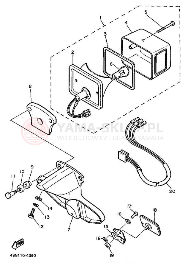 Schemat "lampa tył" do Yamaha XT600TC/XT600T