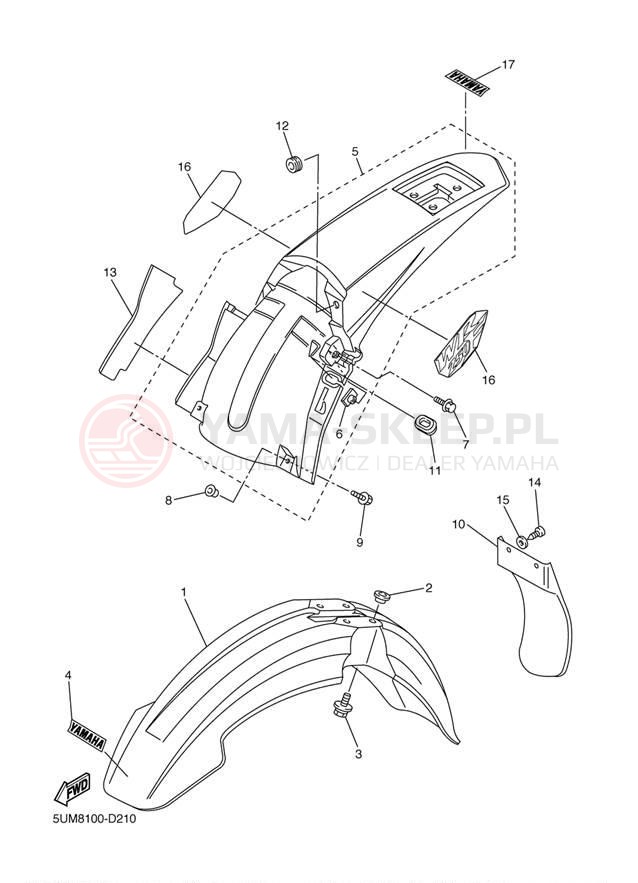 Schemat "błotnik" do Yamaha WR250F WR250FT