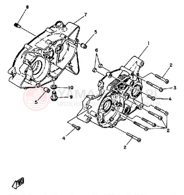 Schemat "Obudowa silnika" do Yamaha DT80K