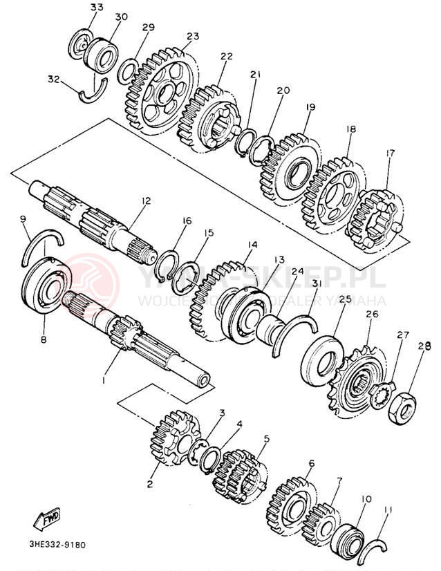 Schemat "Skrzynia biegów " do Yamaha FZR600RBC