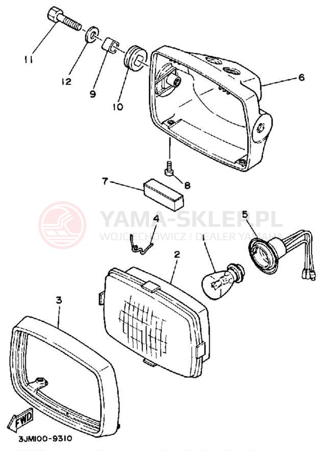Schemat "Lampa przód" do Yamaha BLASTER YFS200B