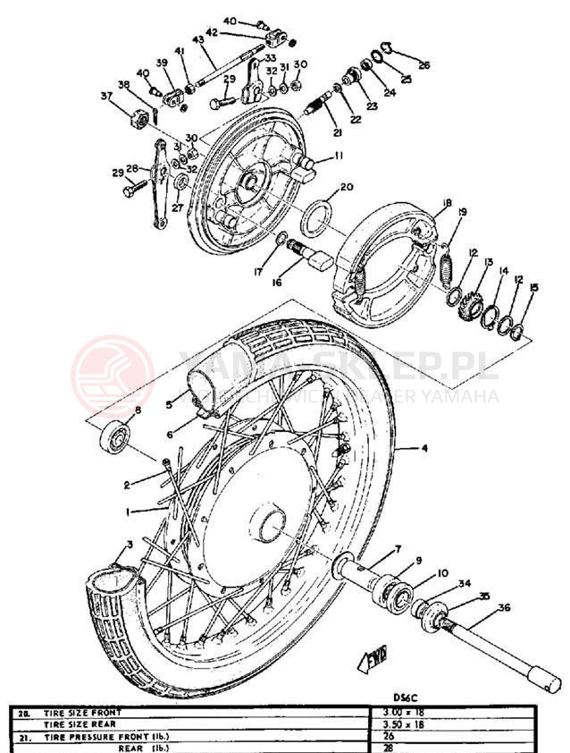 Schemat "Koło przód" do Yamaha DS6B