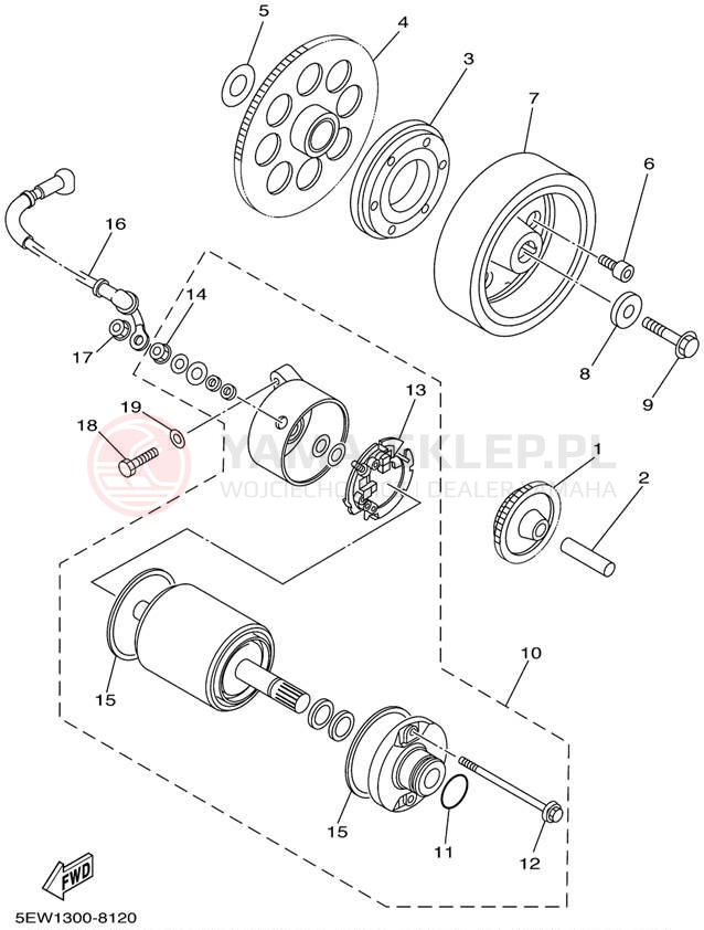 Schemat "rozrusznik" do Yamaha V-STAR CUSTOM XVS650PC/XVS650P