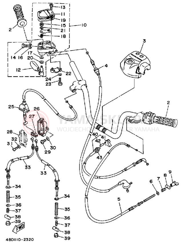 Schemat "Kierownica i osprzęt" do Yamaha TIMBERWOLF 2WD YFB250D_MN