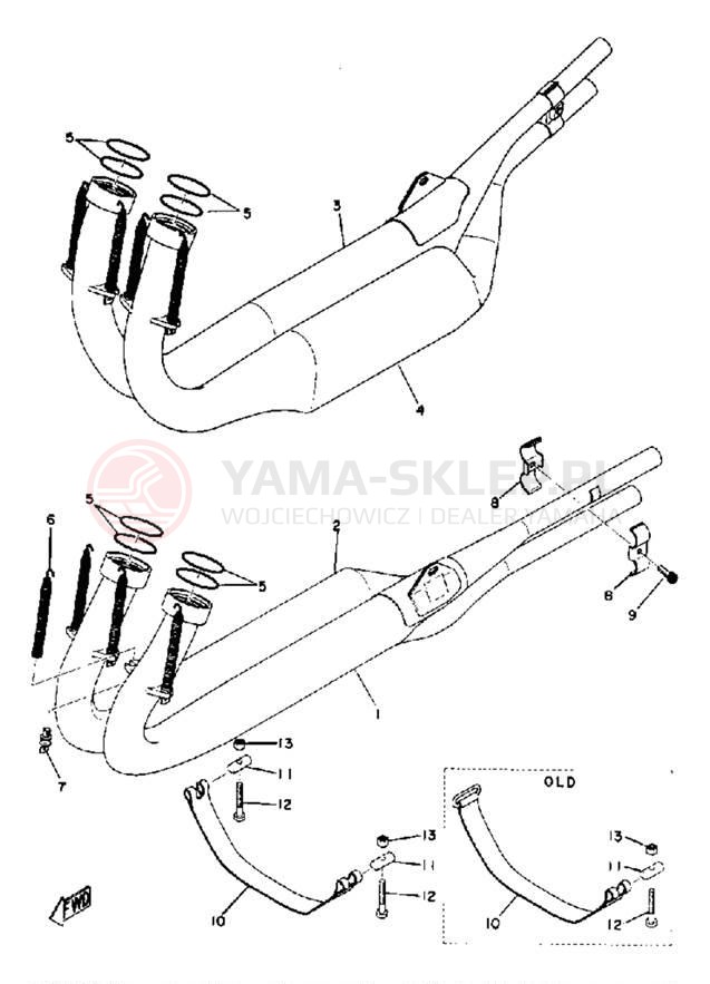 Schemat "Wydech końcowy" do Yamaha TZ750A