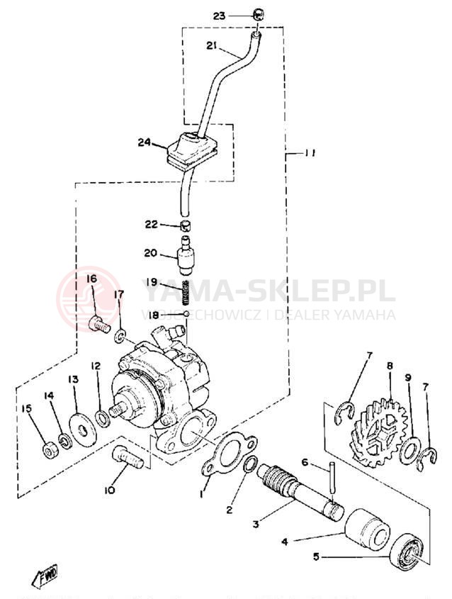 Schemat "Pompa olejowa" do Yamaha DT250F