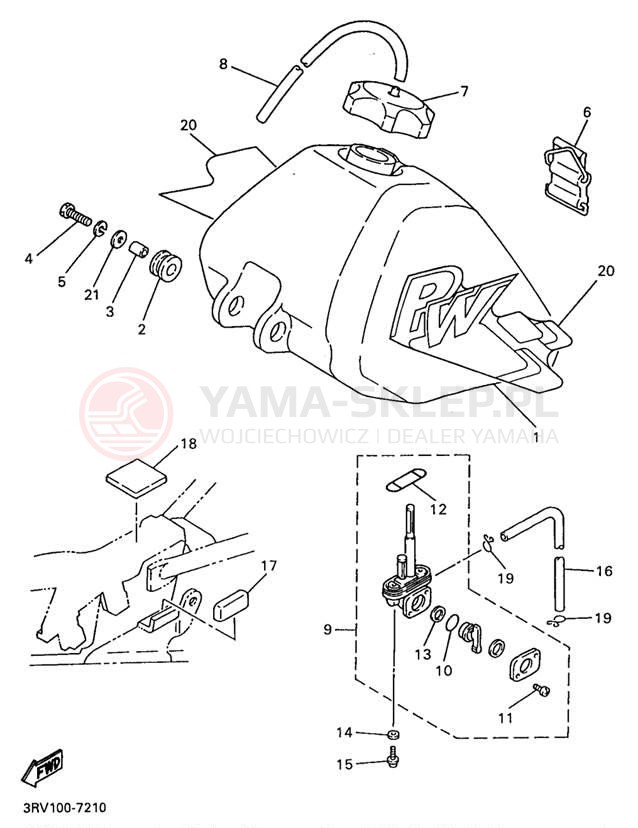 Schemat "zbiornik paliwa" do Yamaha Y-ZINGER PW80J