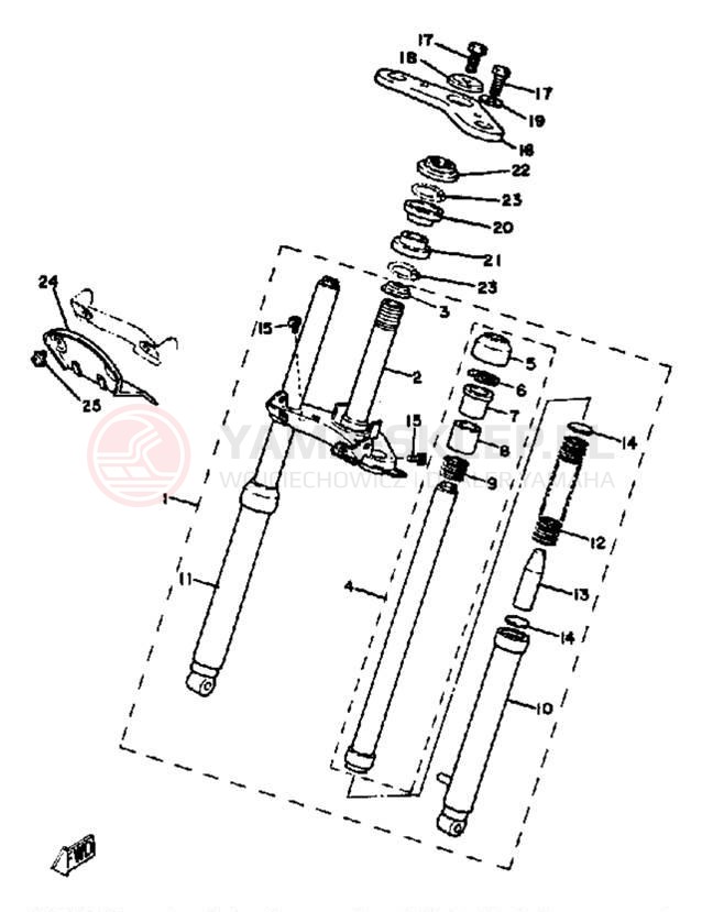 Schemat "Amortyzatory przód" do Yamaha PW50H