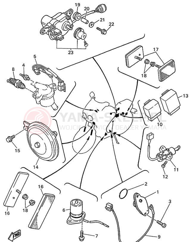 Schemat "układ elektryczny" do Yamaha FZR600RLC/FZR600RL