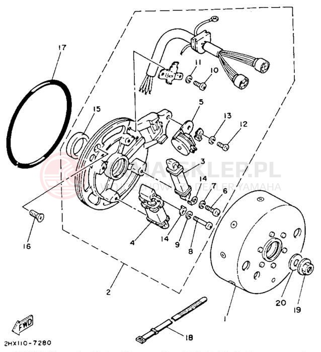 Schemat "prądnica" do Yamaha CHAMP YFM100U