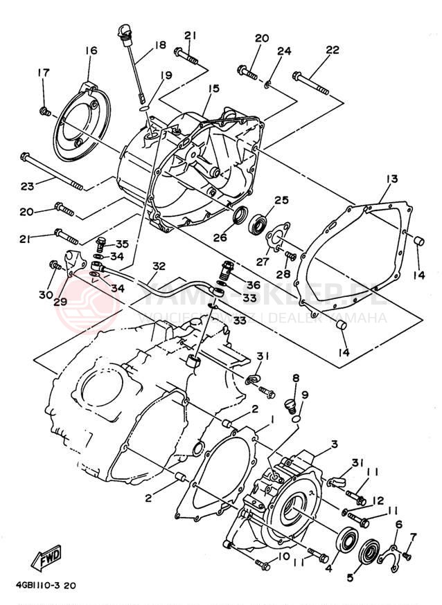 Schemat "Pokrywa silnika" do Yamaha KODIAK 4WD YFM400FWK