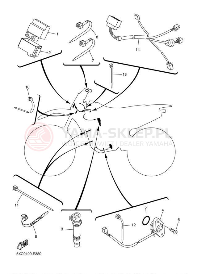 Schemat "układ elektryczny" do Yamaha YZ250F YZ250FW