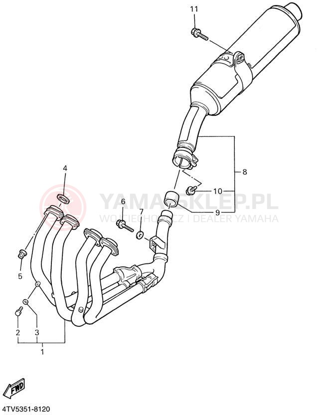 Schemat "Wydech końcowy" do Yamaha YZF600R YZF600RPC/YZF600RP