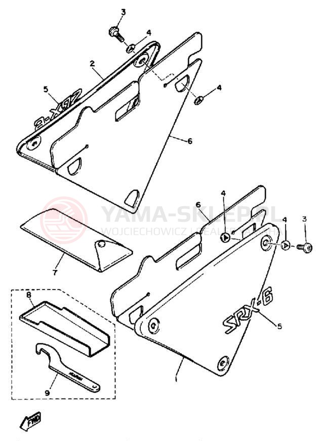 Schemat "Pokrywa boczna" do Yamaha SRX600S/SRX600SC