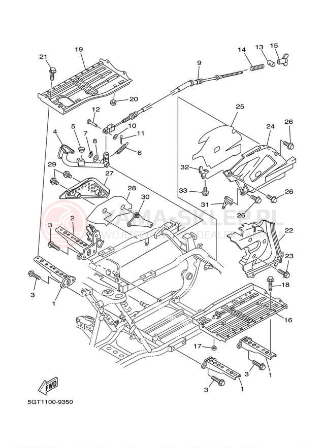 Schemat "Stopka postojowa i podnóżki" do Yamaha GRIZZLY YFM600FMC/YFM600FM
