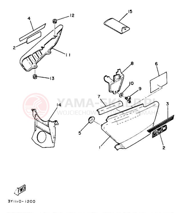 Schemat "Pokrywa boczna" do Yamaha XT250J