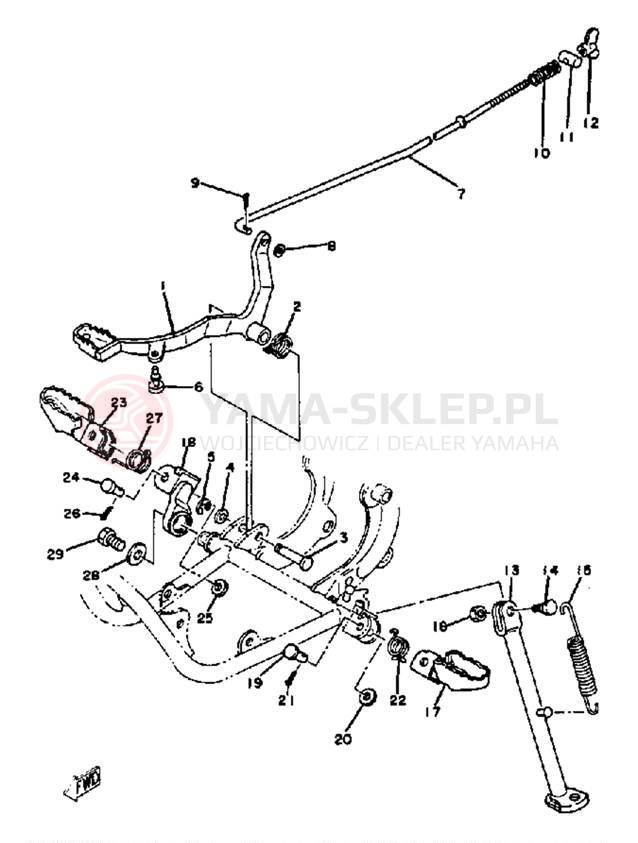 Schemat "Stopka postojowa i podnóżki" do Yamaha YZ60K