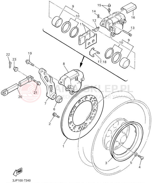 Schemat "Hamulce tył" do Yamaha V-MAX VMX1200P/VMX1200PC