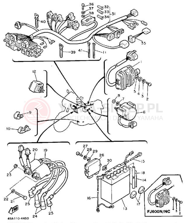 Schemat "układ elektryczny" do Yamaha FJ600NC/FJ600N