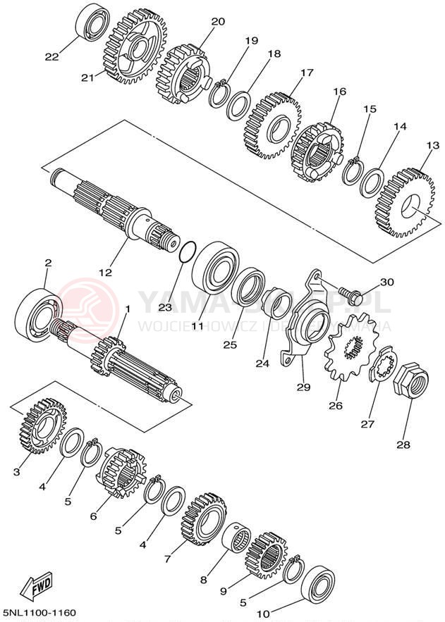 Schemat "Skrzynia biegów " do Yamaha WR250F WR250FN