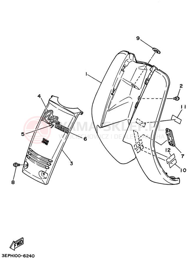 Schemat "Nadwozie przód" do Yamaha RAZZ SH50K