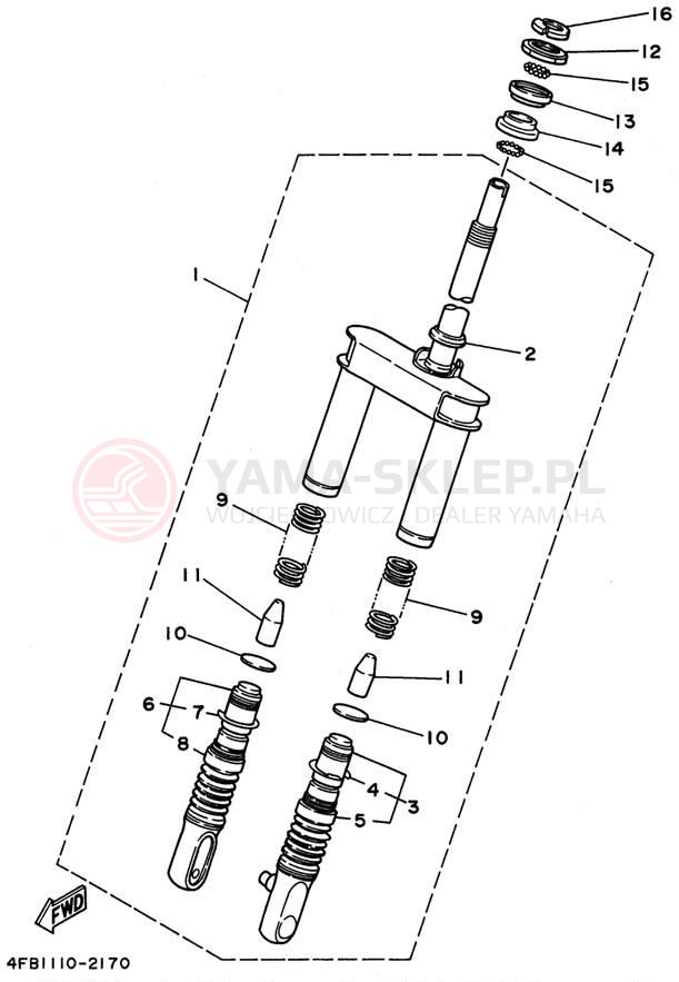 Schemat "Amortyzatory przód" do Yamaha JOG CY50K