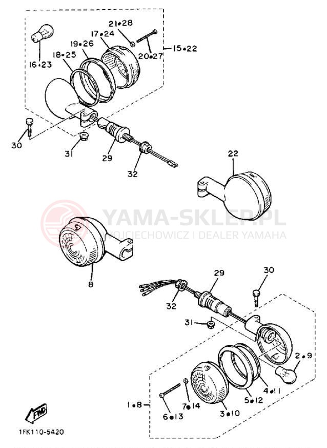 Schemat "kierunkowskazy" do Yamaha V MAX 1200 VMX12N/VMX12NC