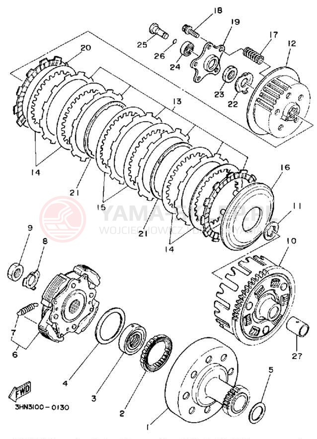 Schemat "sprzęgło" do Yamaha BIG BEAR 4WD YFM350FWA
