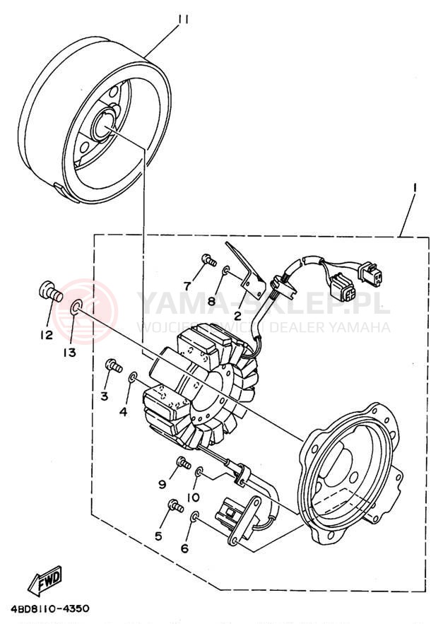 Schemat "prądnica" do Yamaha YFB250G_MNH