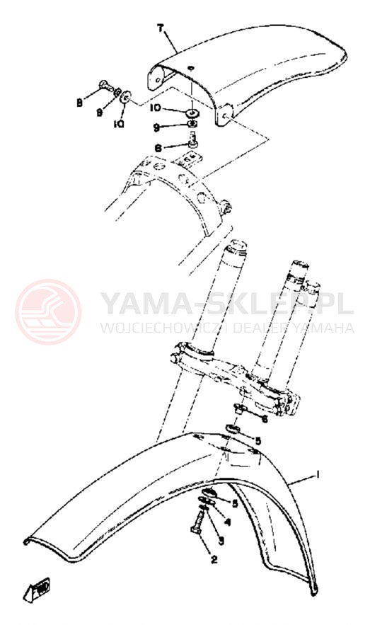Schemat "Błotniki przód i tył" do Yamaha YZ125X/YZ100C