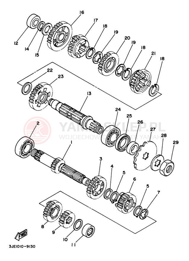 Schemat "Skrzynia biegów " do Yamaha WR250ZJ