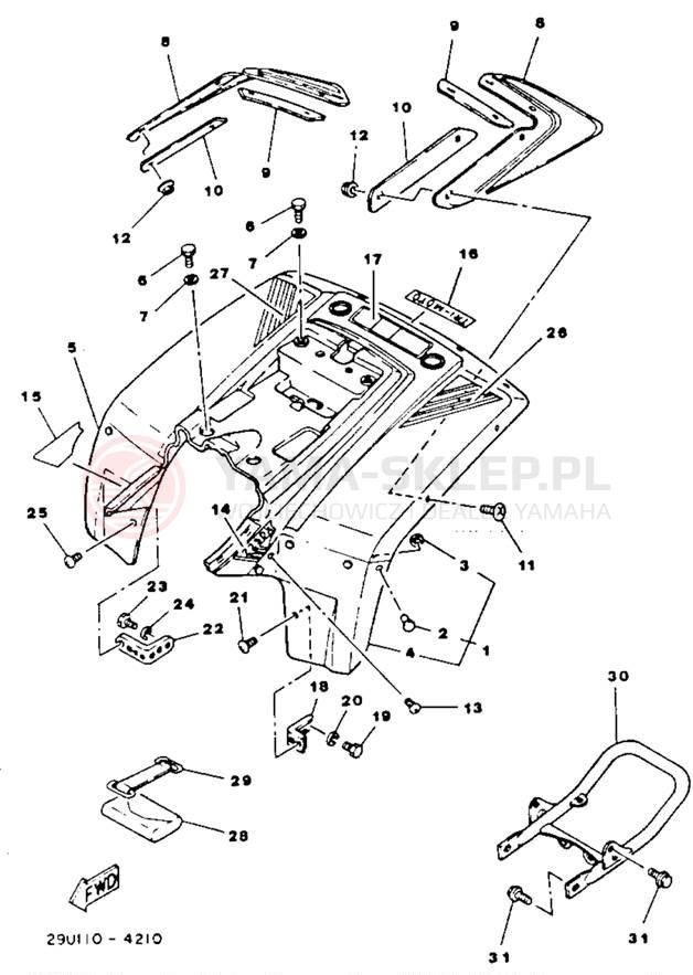 Schemat "Tylny błotnik" do Yamaha YTM225DXL